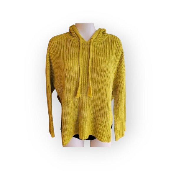 Revolve 27 Miles Malibu Chartreuse Hooded Sweater size M/L - Boho Lightweight - Picture 9 of 10